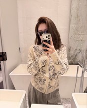 深圳南油高版重工地图刺绣立领针织开衫女25秋冬新款休闲毛衣外套