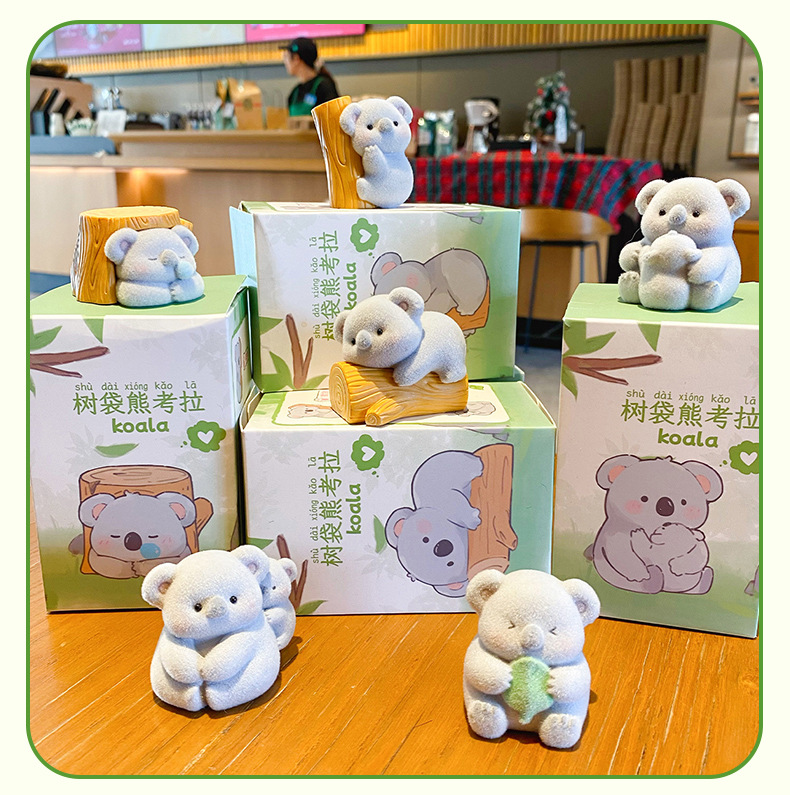 Baimao Original Cute Koala Flocking Series Creative Car Dashboard Ornaments Home Desktop Decorations