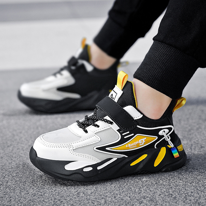 1879 zapatos para niños modelos de otoño e invierno zapatos deportivos de cuero para niños grandes zapatos para correr para niños transpirables de malla de primavera para niños