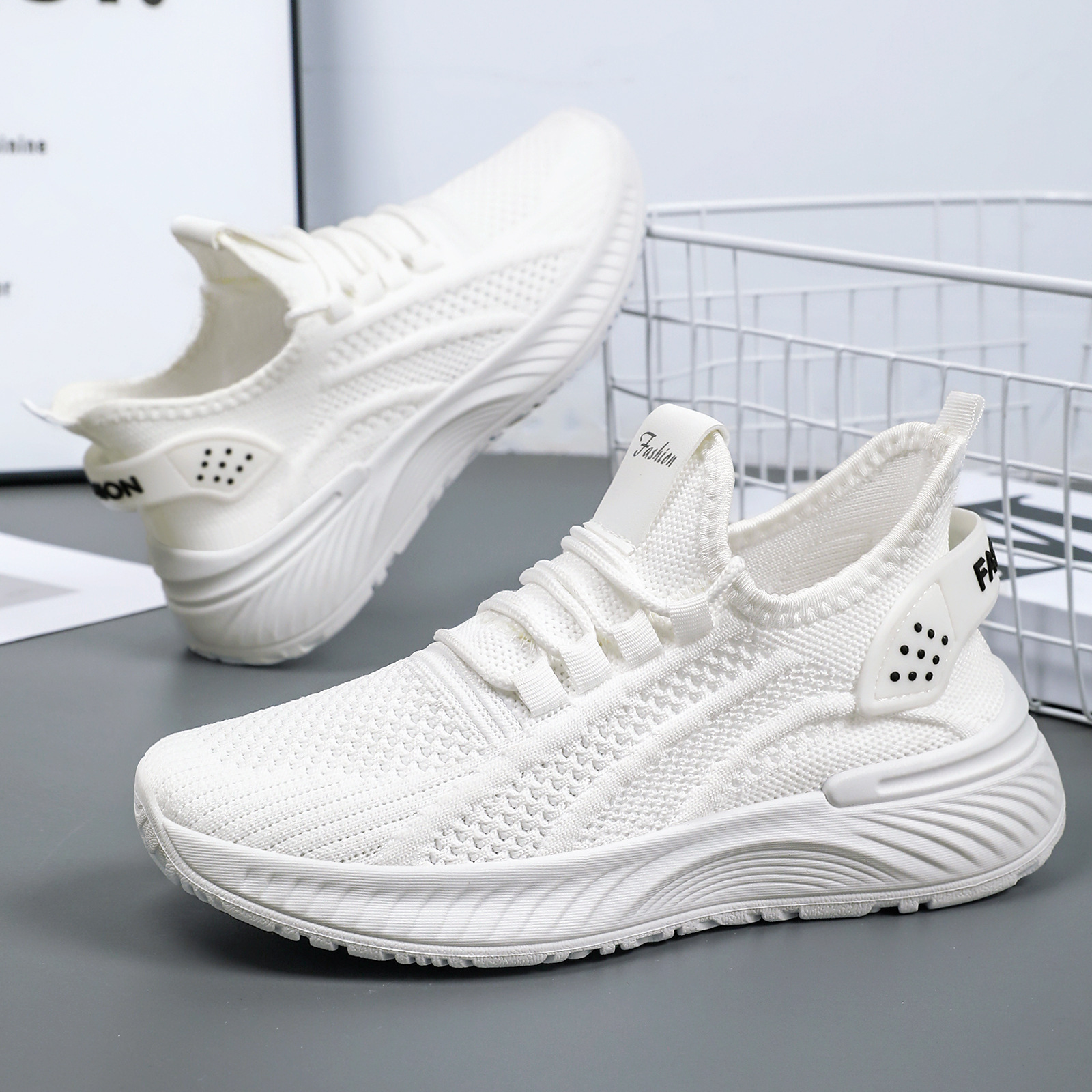 Zapatos de mujer, suela suave, pies no cansados, zapatos de suela gruesa de verano, zapatos deportivos voladores transpirables, zapatos casuales cómodos, zapatos, todo fósforo para mujeres