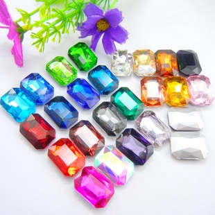 in stock wholesale pointed bottom rectangular octagonal crystal glass drill diy phone case stick drill jewelry accessories material