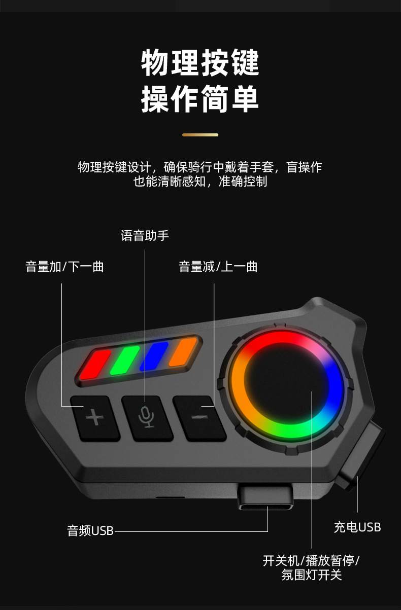 Cross-Border In-Stock Aliexpress Helmet Bluetooth Headset with Built-In External Host, Long Battery Life, Waterproof, Bluetooth, Dropshipping