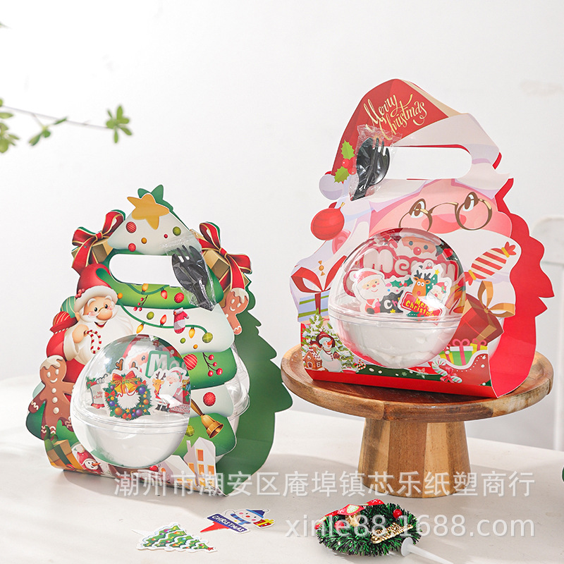 Caja de pastel de Navidad Bola de mousse portátil bola roja neta transparente merienda hornear caja de embalaje de fruta segura
