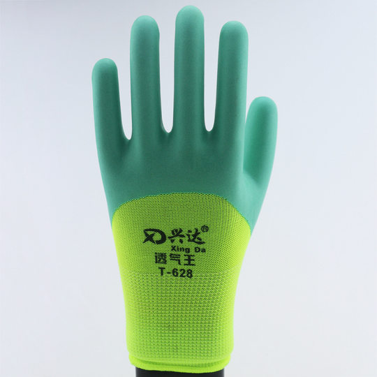 Rubber dipped labor protection gloves, wear-resistant hanging rubber gloves, labor protection protective construction site workers, dipped polyester breathable gloves