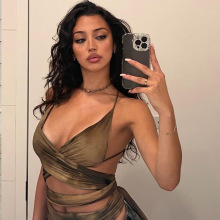 欧美跨境2025春夏时尚潮流女装新款印花绑带修身露背百搭小背心女