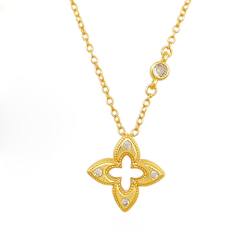 Unique Four-leaf Clover Necklace Vintage Brushed Sweater Chain_voghion.com