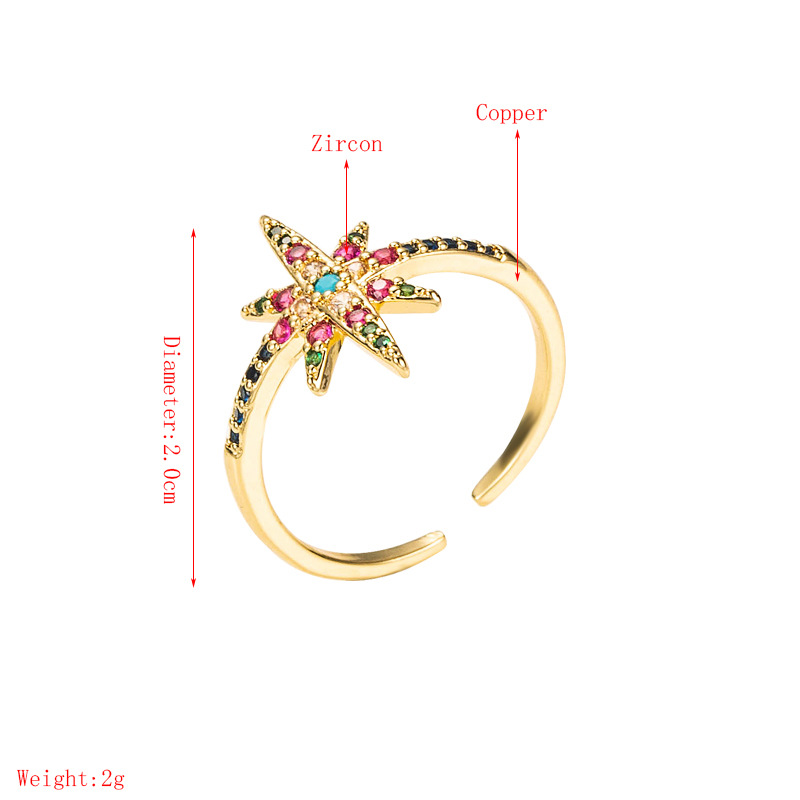 Mode Geometrisches Kupfer Eingelegte Farbe Zirkon Offener Ring Großhandel Nihaojewelry display picture 1