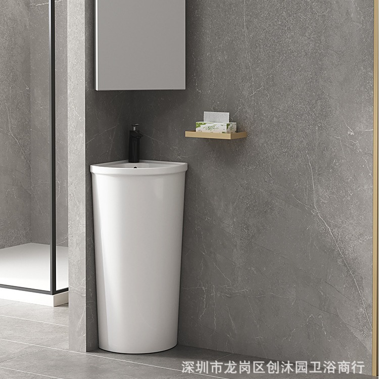 Basínea de estilo nórdico, lavabo cerámico integral, lavabo de lavabo cuadrado, lavabo de lavabo, lavabo de piso