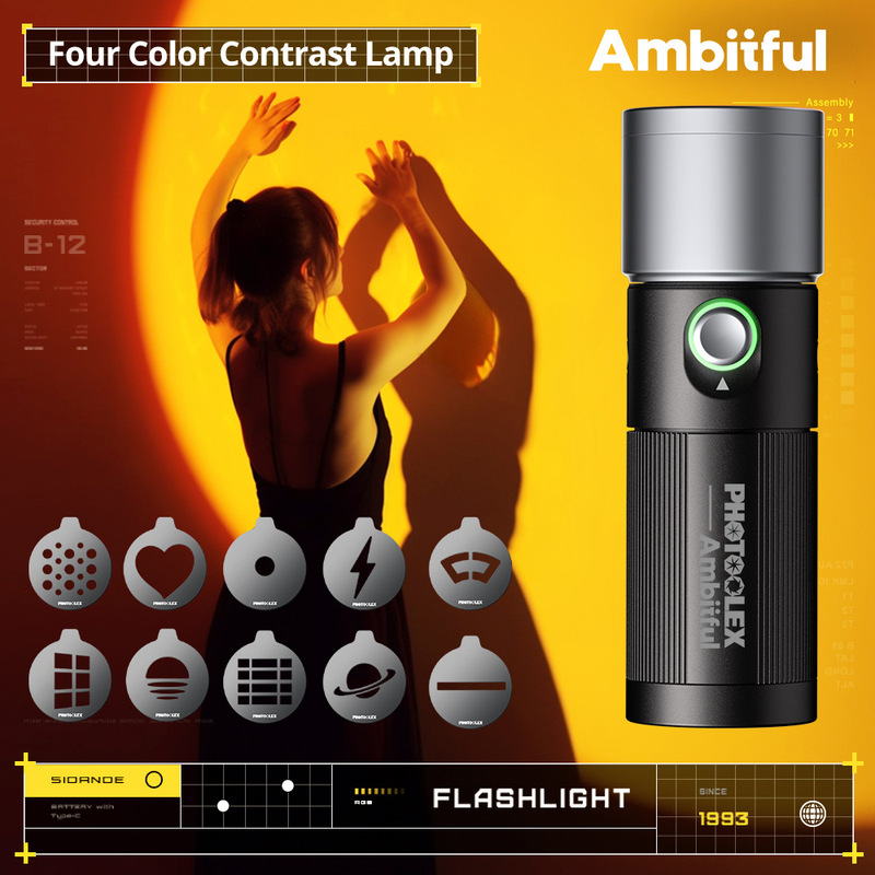 [Exclusively for Cross-Border Supply] Zhijie Photography Flashlight Internet Celebrity Lighting Photography Photography Atmosphere Wedding Four-Color Shadow Making