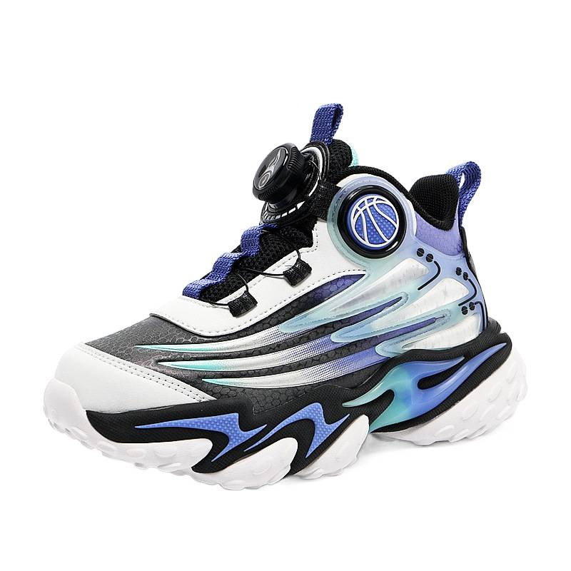 Fabricantes antideslizantes al aire libre zapatos de baloncesto de cuero con suela gruesa zapatos deportivos cómodos giratorios zapatos de entrenamiento transpirables para niños