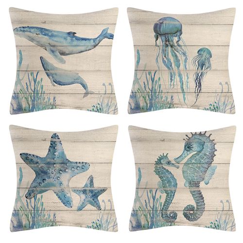 New four-piece set of cartoon pattern pillow decorative cover home sofa cushion decorative linen pillow cover