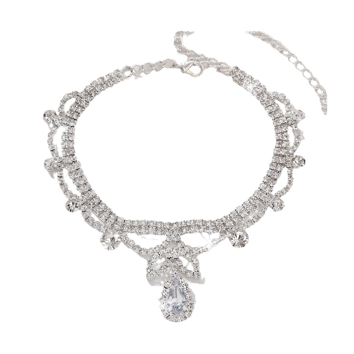 Europa y los Estados Unidos de la nueva tendencia transfronteriza gota de agua pulsera de diamante pulsera de tobillo Europa y los Estados Unidos de diamante sexy completo accesorios de pie de playa brillante universal