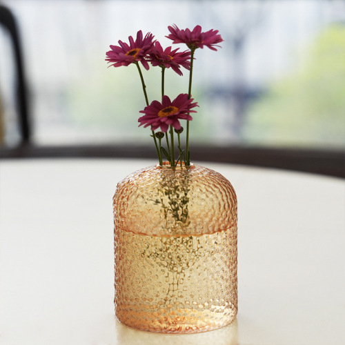 Light Luxury Retro Vase Decor Honeycomb Pattern Colorful Vase Creative Dried Flower Vase Glass Hydroponic Flower Arrangement Soft Decoration