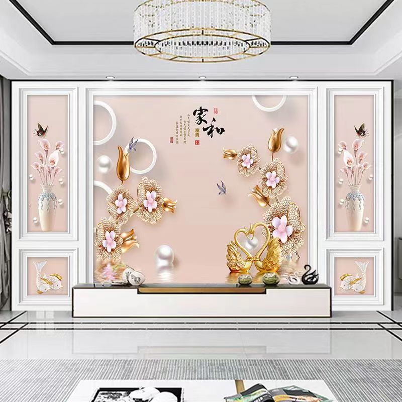 3d北欧电视背景墙布5d网红客厅卧室装饰墙画8d立体现代影视墙壁纸|undefined