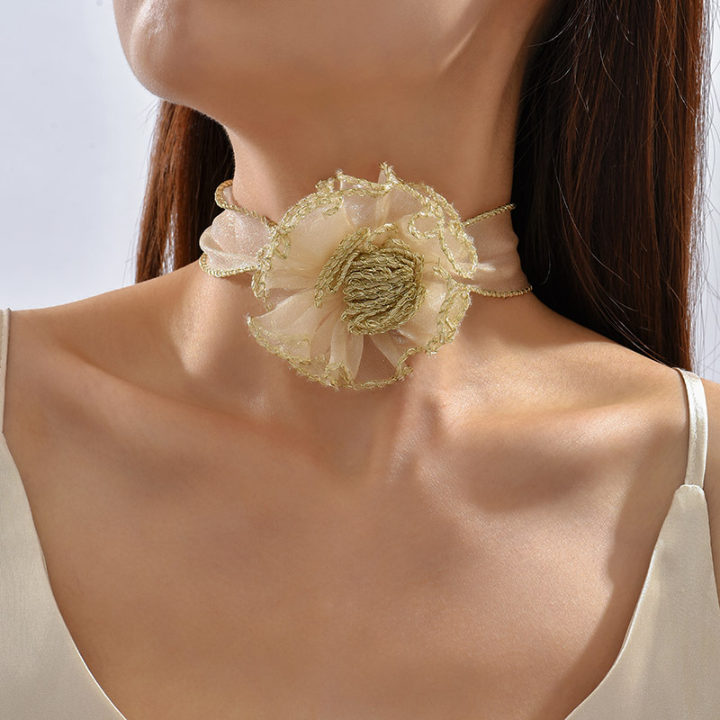 1 Piece Fashion Flower Alloy Cloth Handmade Womenu0027S Choker