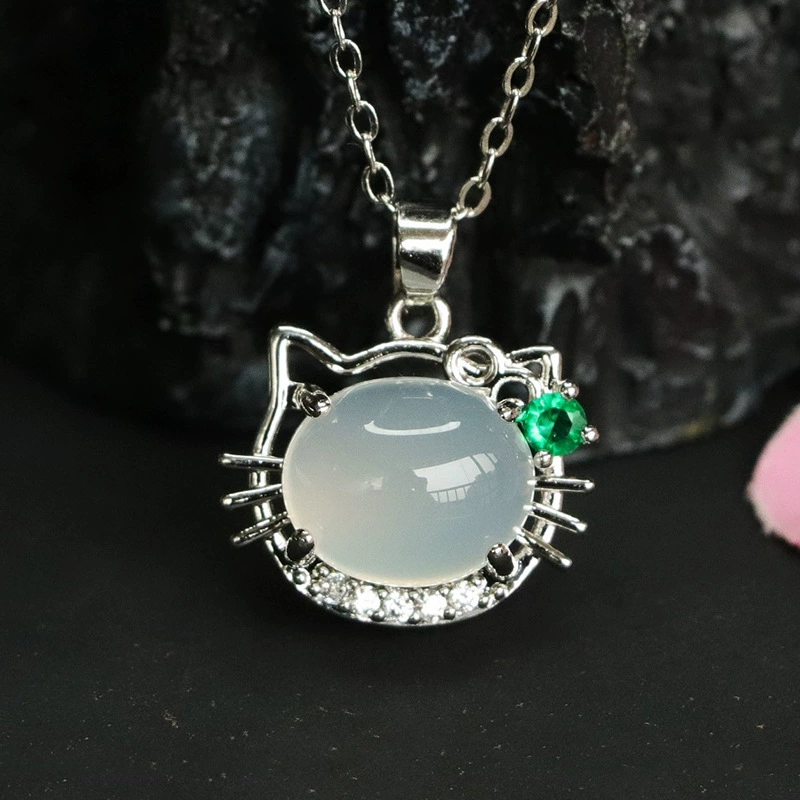 Ожерелье с подвеской в виде кошки из натурального белого агата Гуань Ю, халцедон, оптовая продажа от производителя, дропшиппинг S4050103