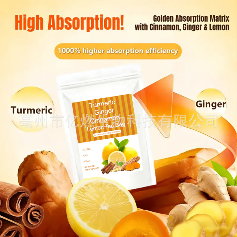 Turmeric Ginger Tea Lemon Tea Beverage 30 Packs