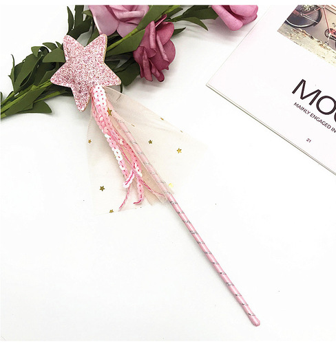 Glitter Mesh Star Fairy Wand Cute Children Princess Cat Toy Halloween Costume Party Props