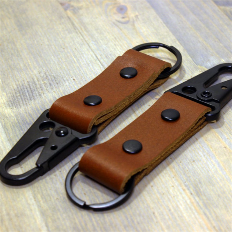 Tactical outdoor adventure portable quick-hanging carabiner Crazy Horse cowhide Eagle mouth hook backpack hanging buckle keychain