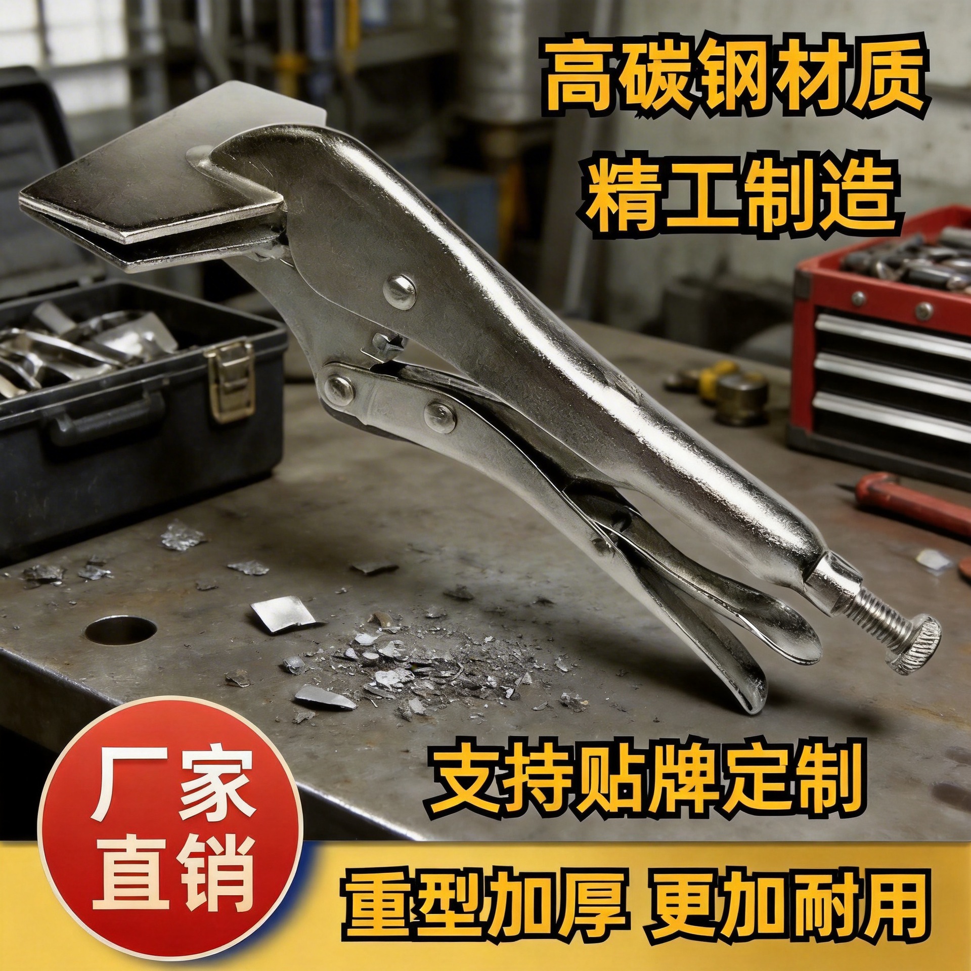 兴博大力钳鸭嘴高碳钢六段钳8寸/10寸扁嘴夹紧焊接固定钳