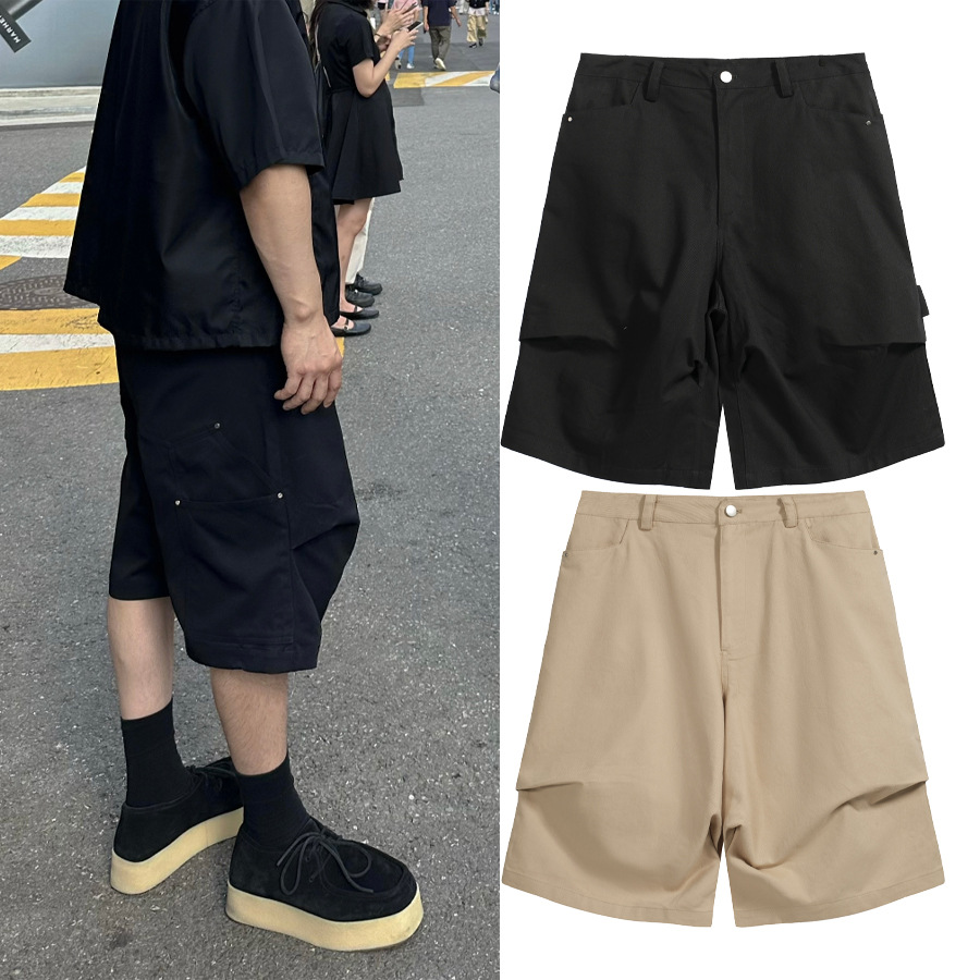 NONNOD Alpine carpinter shorts diseño estereoscópico de color sólido herramienta de madera pantalones cortos casuales