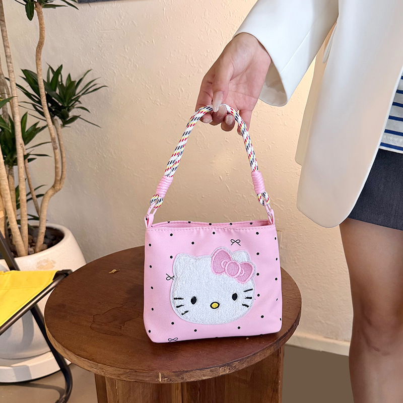 Fashionable cartoon cat canvas bag, simple and versatile, niche casual shoulder bag, large capacity, Japanese-style high-appearance crossbody bag