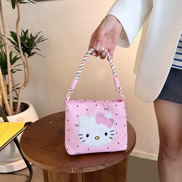 Fashionable cartoon cat canvas bag, simple and versatile, niche casual shoulder bag, large capacity, Japanese-style high-appearance crossbody bag