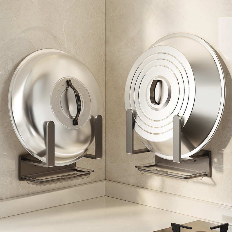 Pot Cover and Cutting Board Wall Mounting Bracket, No Drilling Wall Shelf, Kitchen Wall Organizer, Rural Kitchen Tool