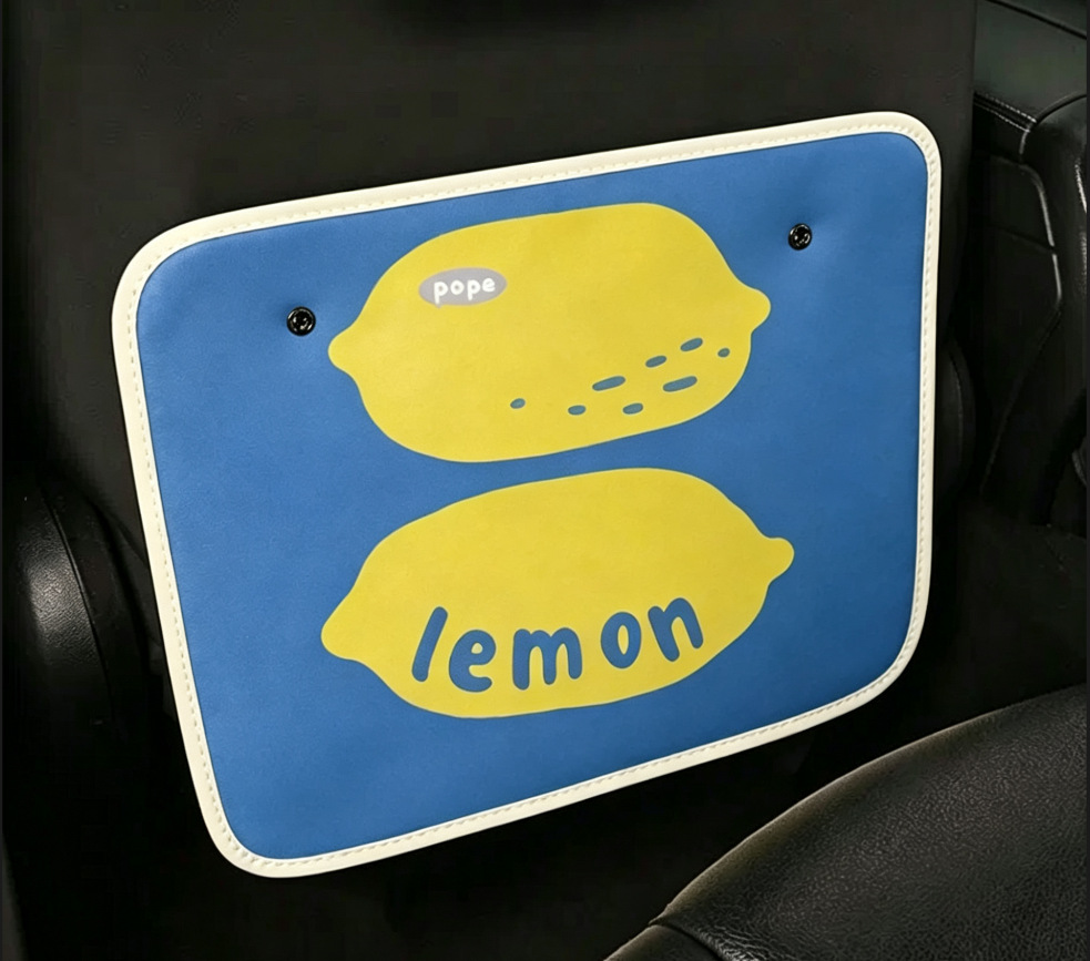 Car Seat Back Anti-Kick Pad, Children's Anti-Kick Pad, Banana Lemon Rear Seat Anti-Dirt and Anti-Kick Leather Cover, Universal for Rear Seats
