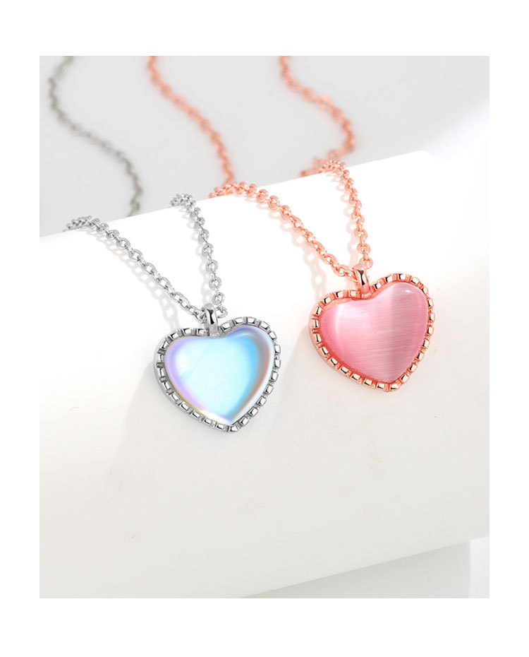 Simple Style Heart Shape Copper Inlay Opal Pendant Necklace 1 Piece
