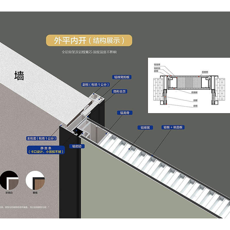 シンプルで軽い豪華なアルミドアの見えないドア枠の横隔膜は騒音を低減しなければならない。|undefined