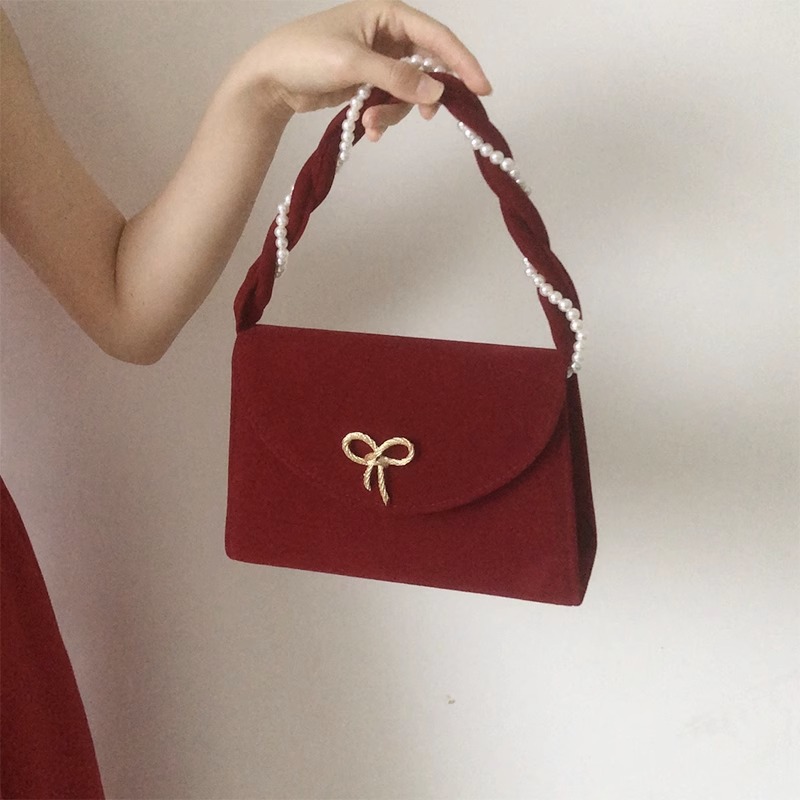 Bolso de Mano Rojo para Novia, Regalo del Día de San Valentín Chino, Bolso Bandolera con Textura Elevada para Mujer, Nuevo Modelo 2025