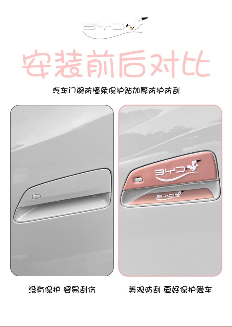 Byd Seagull Car Door Handle Anti-Collision Sticker, Anti-Scratch Sticker, Handle and Door Corner Protective Film, Exterior Modification