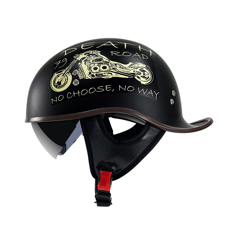 Casco de motocicleta eléctrica de verano retrógrado casco de cola de mitad casco masculino y masculino casco de casco personalidad casco de seguridad de locomotora de cuatro estaciones