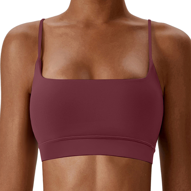 Amazon Europa y los Estados Unidos transfronterizos a prueba de choque de color sólido sujetador de mujer cinturón de hombro delgado chaleco de fitness ropa interior deportiva de yoga