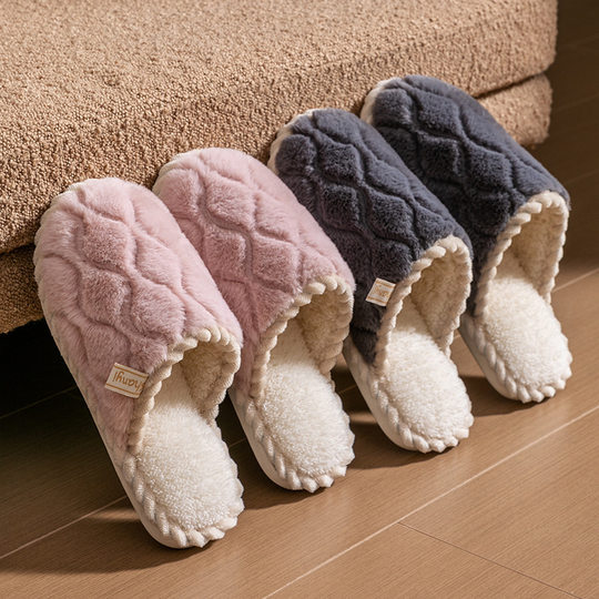 Cotton Slippers for Women Spring and Autumn and Winter Home Indoor Non-slip Home Warm Couple Winter Plush Slippers for Men