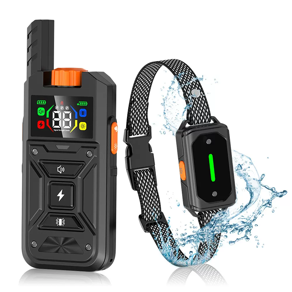 跨境新款遥控训狗器宠物训练器止吠电击项圈灯光800m彩屏训狗器