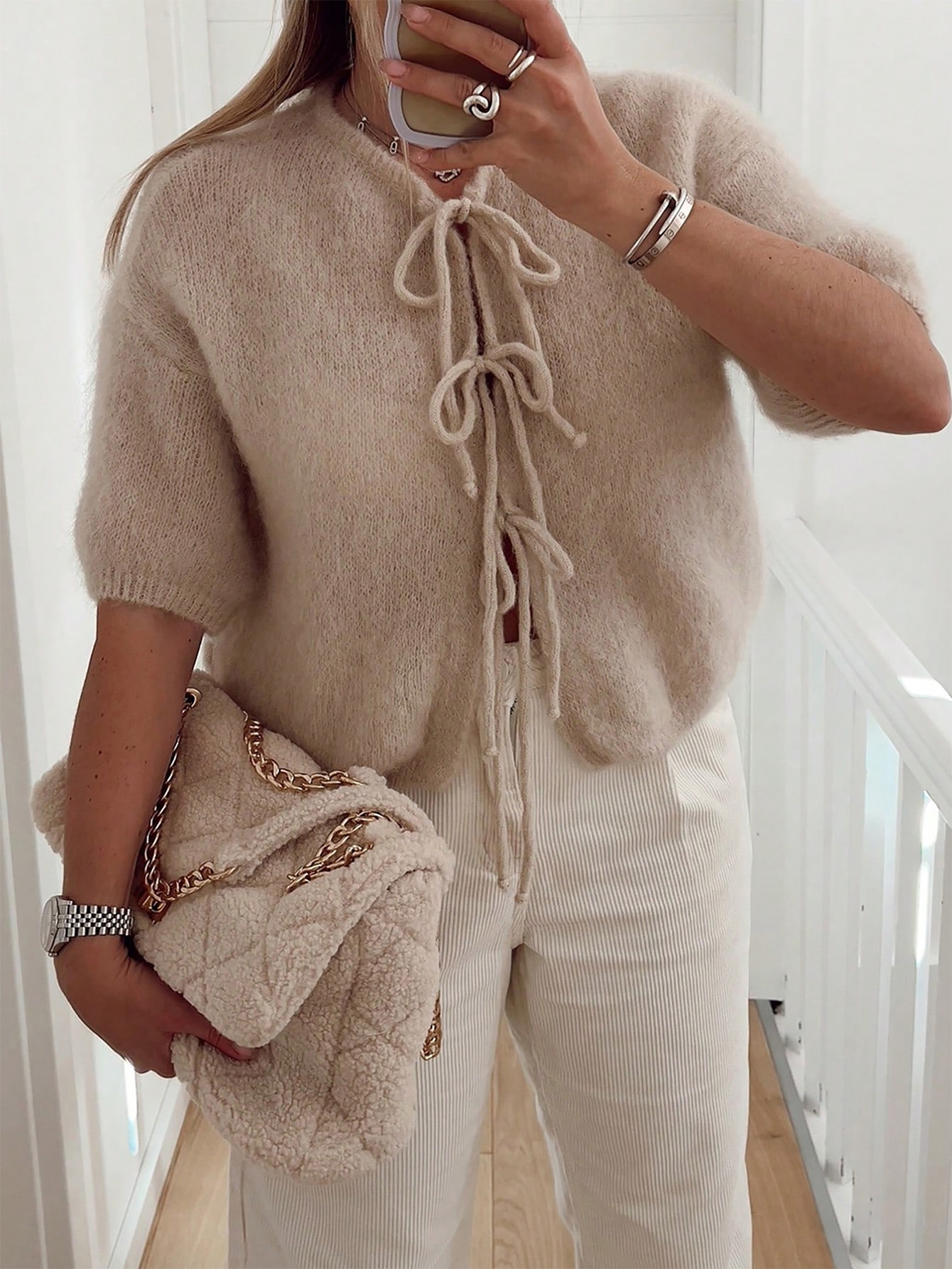 Kaikuo a través de Europa y América de lana correa de arco redondo de cuello de punto cardigan 2026 primavera y verano nueva ropa de mujer Amazon image 4