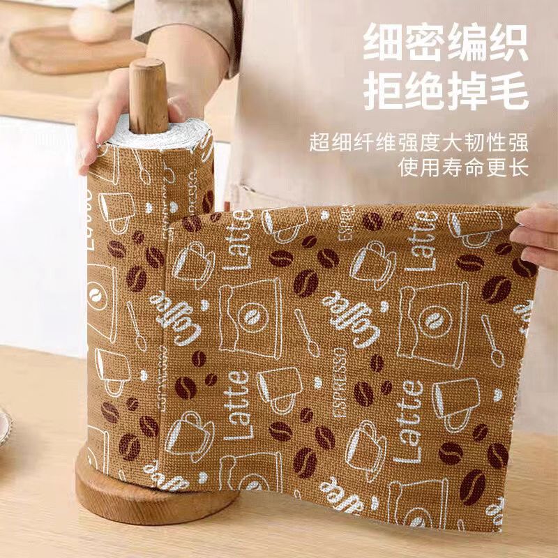 Cross-Border Printed Tear-Off Cleaning Cloth for Home Use, Multi-Purpose, Extra-Large, Thickened, Absorbent, Lint-Free, Daily Use Lazy Cleaning Cloth