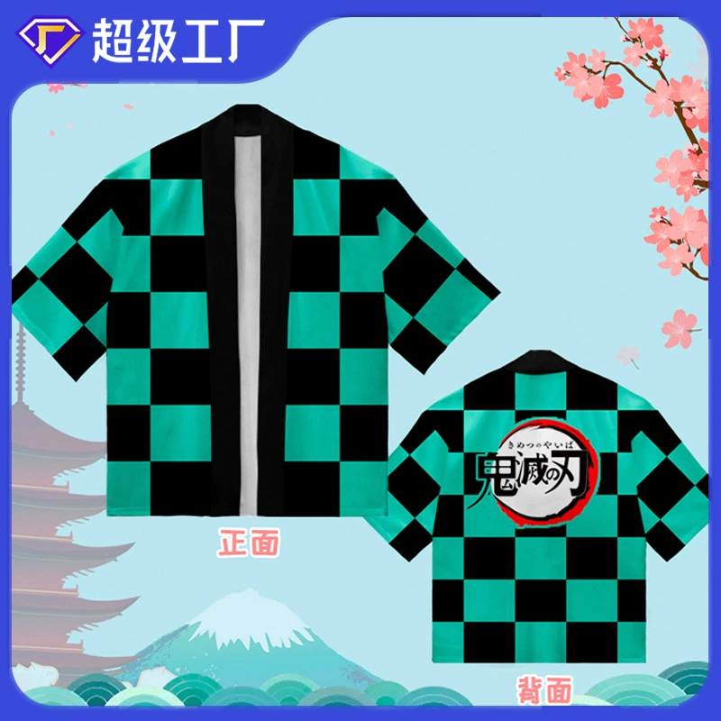 Одежда для косплея в стиле мультфильмов, кардиган-юката с принтом, одежда с короткими рукавами, оптовая продажа плащей в японском стиле