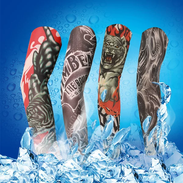 Large Size Tattoo Print Sleeve Covers with Seams, Large Floral Arm Sleeve Covers, Cycling Sun Protection Printed Sleeve Covers with Seams, Realistic and Breathable