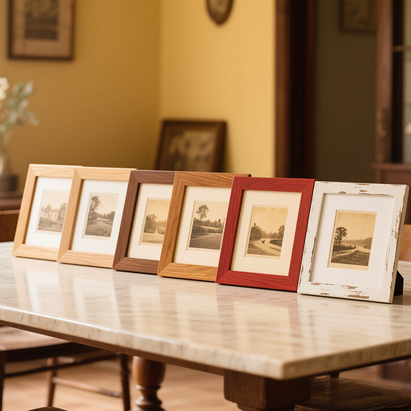 Travel Scenery Photo Framed Wooden Vintage Photo Album Display Stand Ornaments Various Sizes Vintage Style