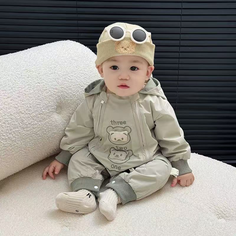 男女宝宝超萌洋气外出爬服哈衣婴儿衣服小熊冲锋衣连体衣外出服潮|undefined
