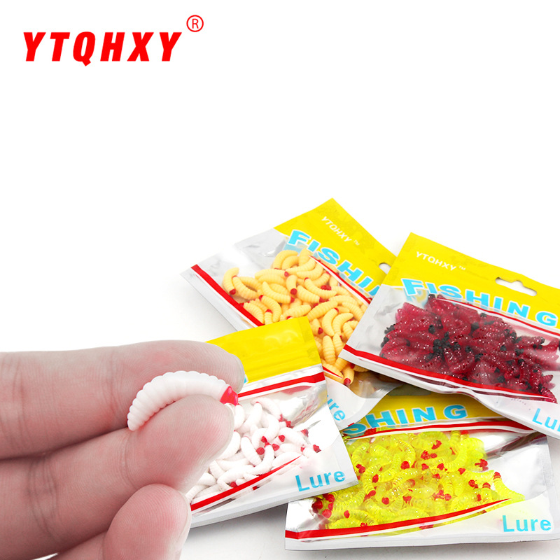 Luya cebo suave de cuatro colores pan gusano 2cm/0,4g caballo boca Mesa pesca simulación cebo falso gusanos 100 unids/bolsa