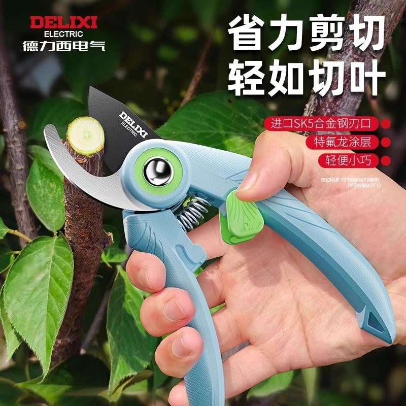 德力西修枝剪花艺园艺剪果园蔬果枝剪合金钢两档树枝枝条苗木盆景