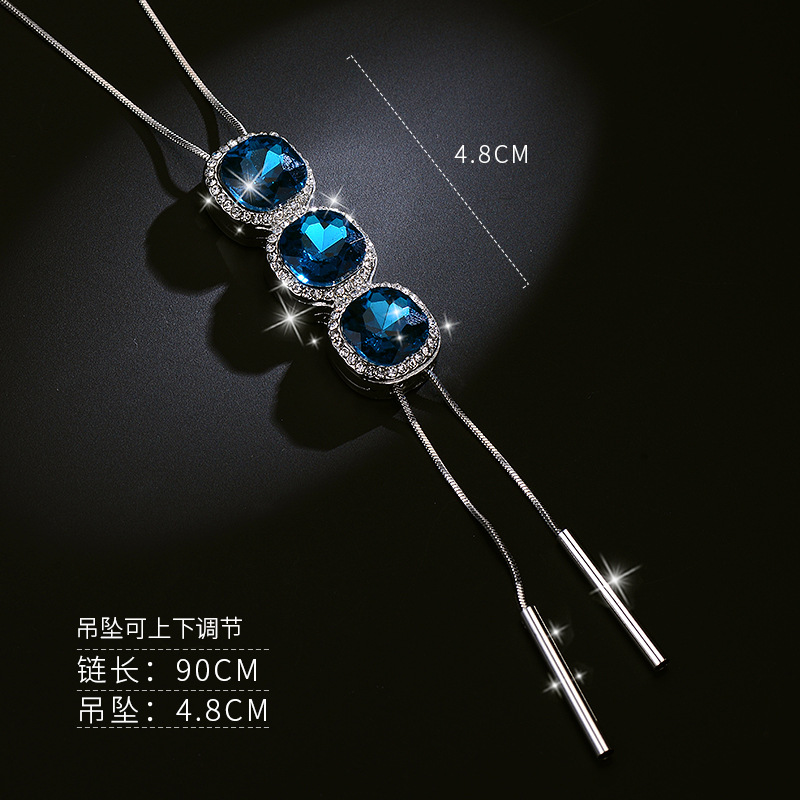 Otoño e invierno Cadena de suéter de cristal de alta gama de alto grado de las mujeres todo partido Cadena de suéter largo luz accesorios de moda de lujo al por mayor image 3