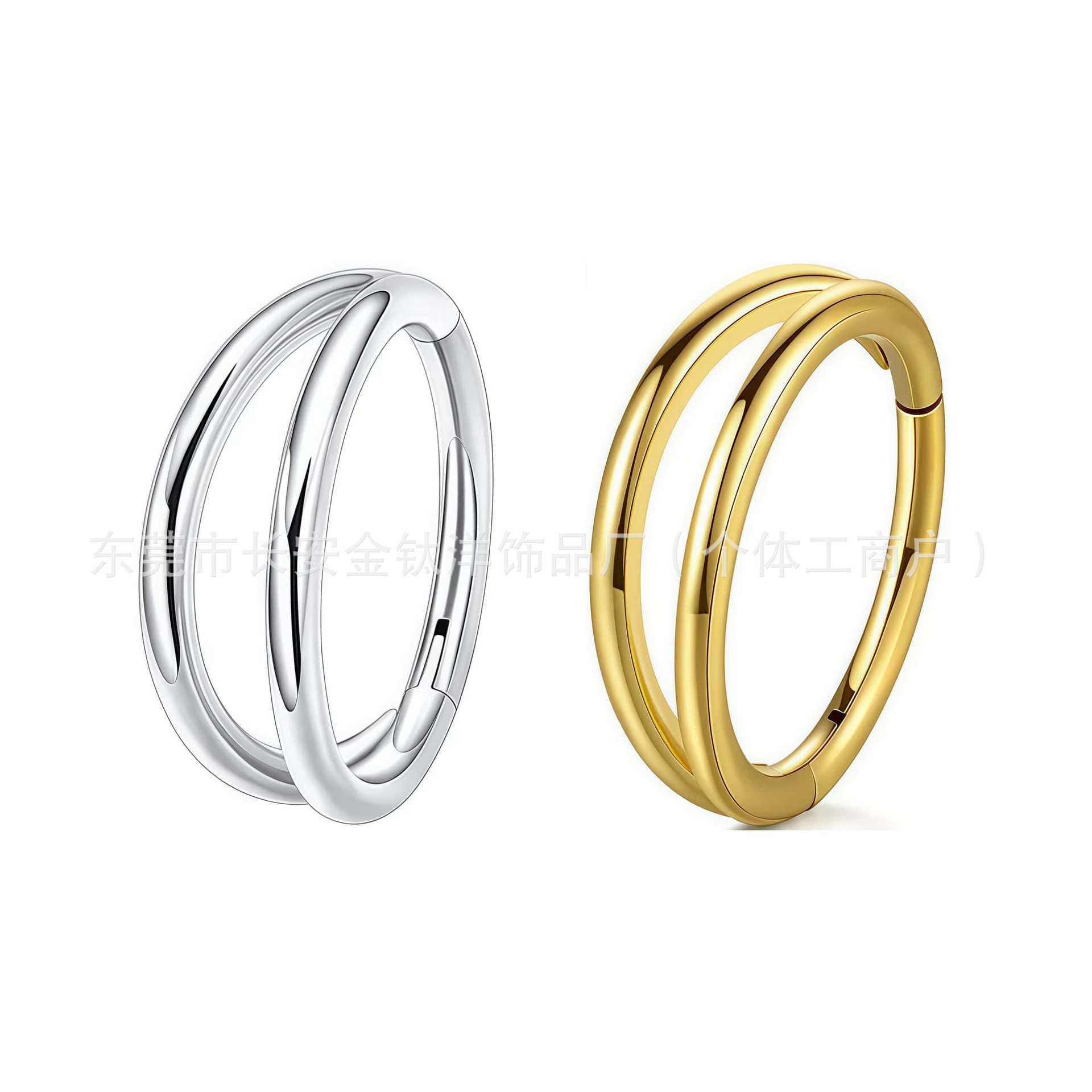 F136 Titanium Double-Layer Seamless Open Nose Ring, Ear Ring, Lip Ring, Ear Bone Ring - G23 Titanium Alloy Body Piercing Jewelry detail image 8