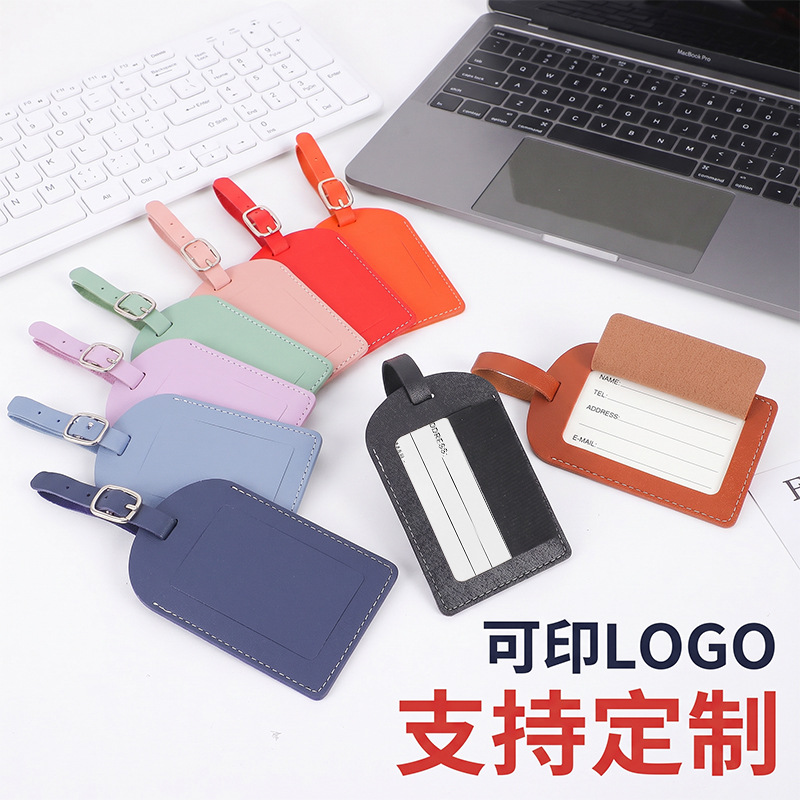 Simple luggage tag, multi-color PU leather boarding tag, special anti-loss name tag for checked baggage, luggage tag in stock