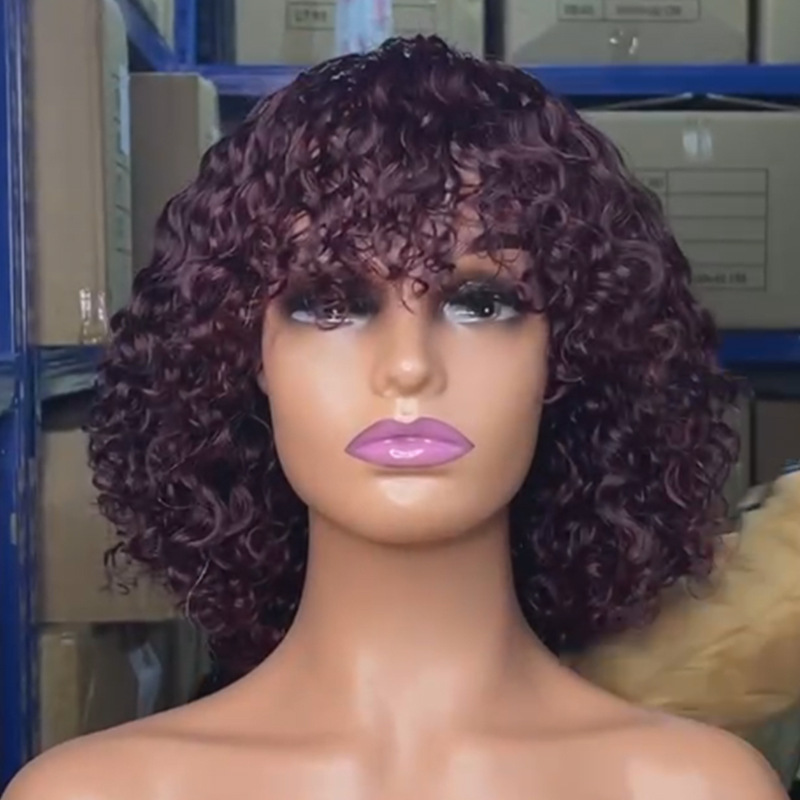 water wave short wig bangs wig full head cover short hair wig hair mechanism wig full real hair