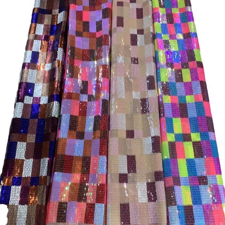 Multicolor pequeño cuadrado geometría tela de forma especial vestido de boda comercio exterior transfronterizo Medio Oriente tela de moda europea